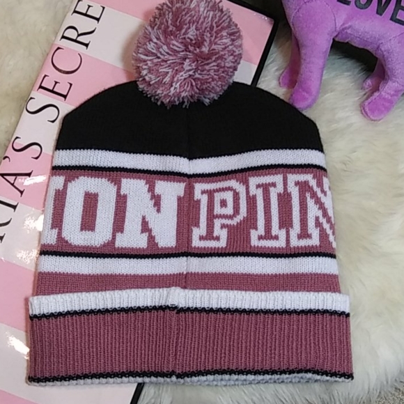 Pink Victoria Secret pom pom beanie - Picture 4 of 8